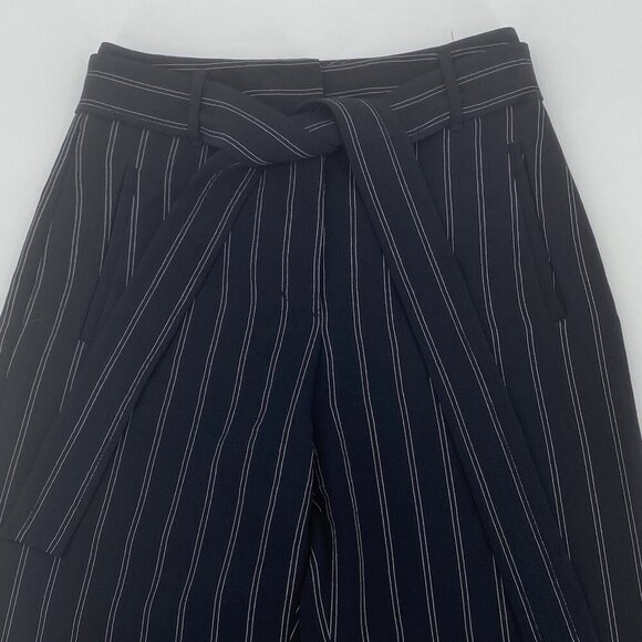 ARITZIA Wilfred Size 6 Black Striped Trousers Pants High Waist Belted - Picture 3 of 12